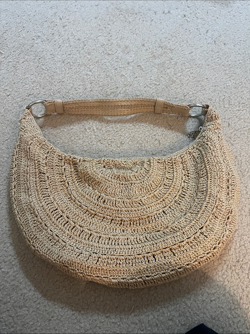 The Sak Woven Crescent Shoulder Bag in Natural Beige - Picture 3 of 7